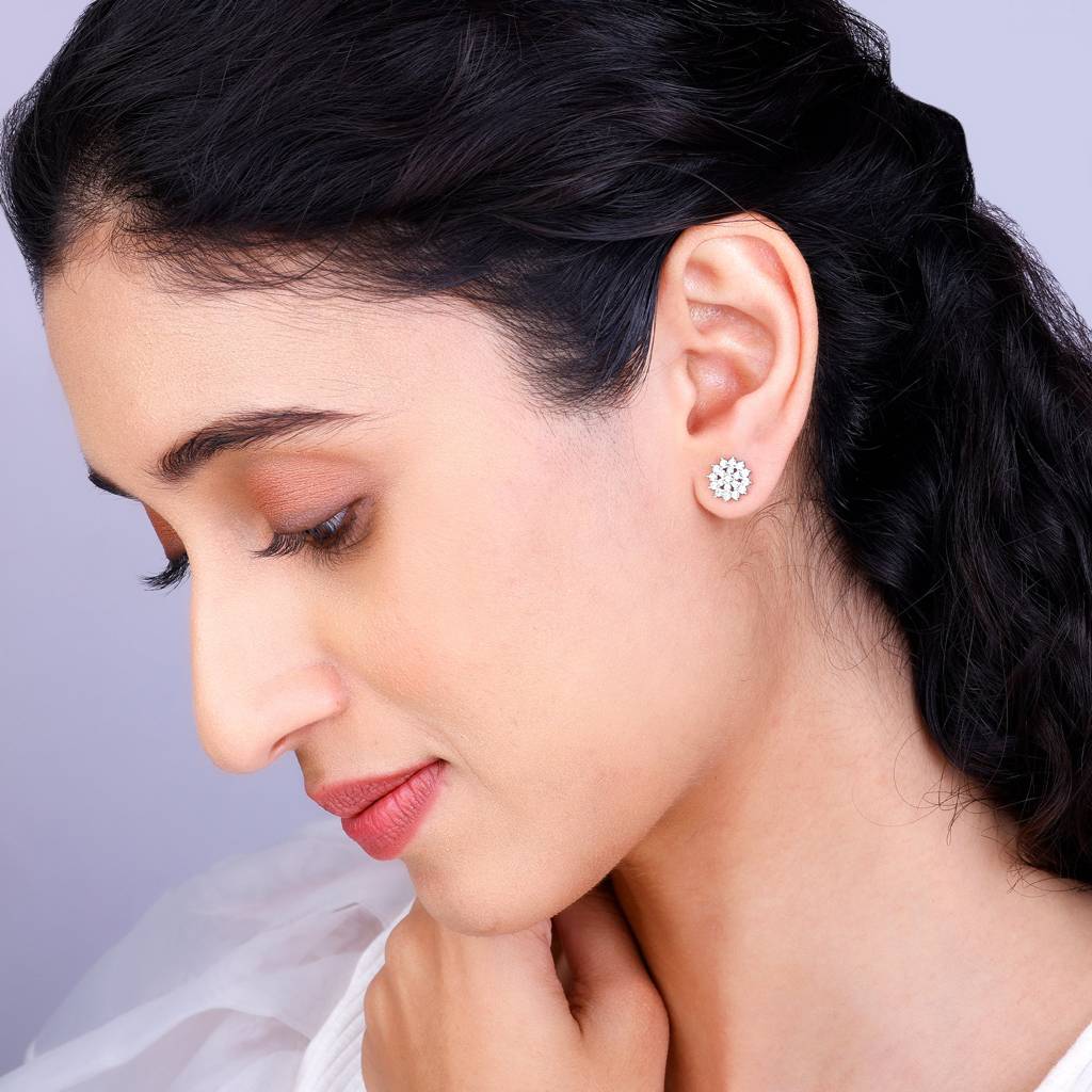 Anushka Sharma Silver Zircon Shining Star Studs : ER0148