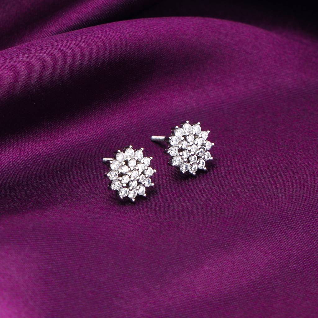 Anushka Sharma Silver Zircon Shining Star Studs : ER0148