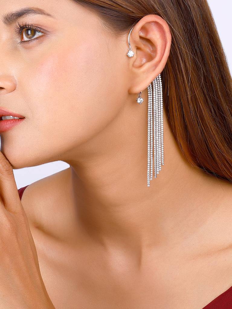 GIVA 925 Sterling Silver Dazzling Dangler Ear Cuff