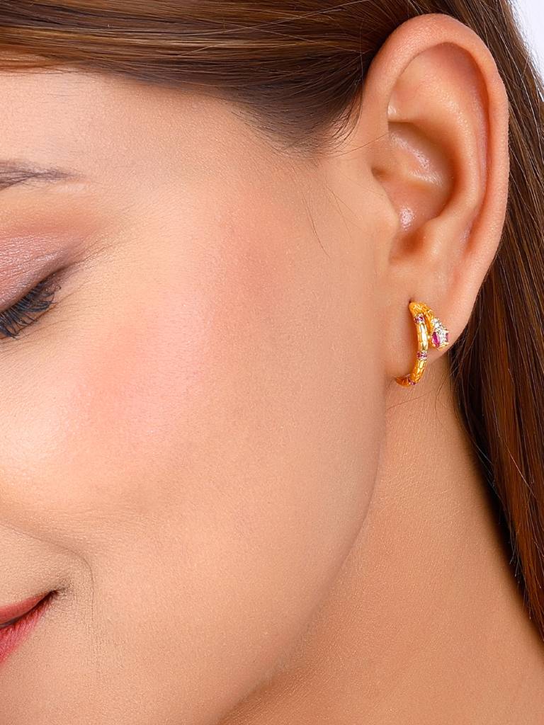 GIVA 925 Sterling Silver Golden Snake Hoop Earrings