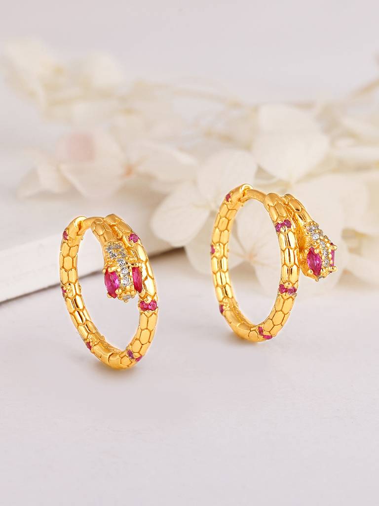 GIVA 925 Sterling Silver Golden Snake Hoop Earrings