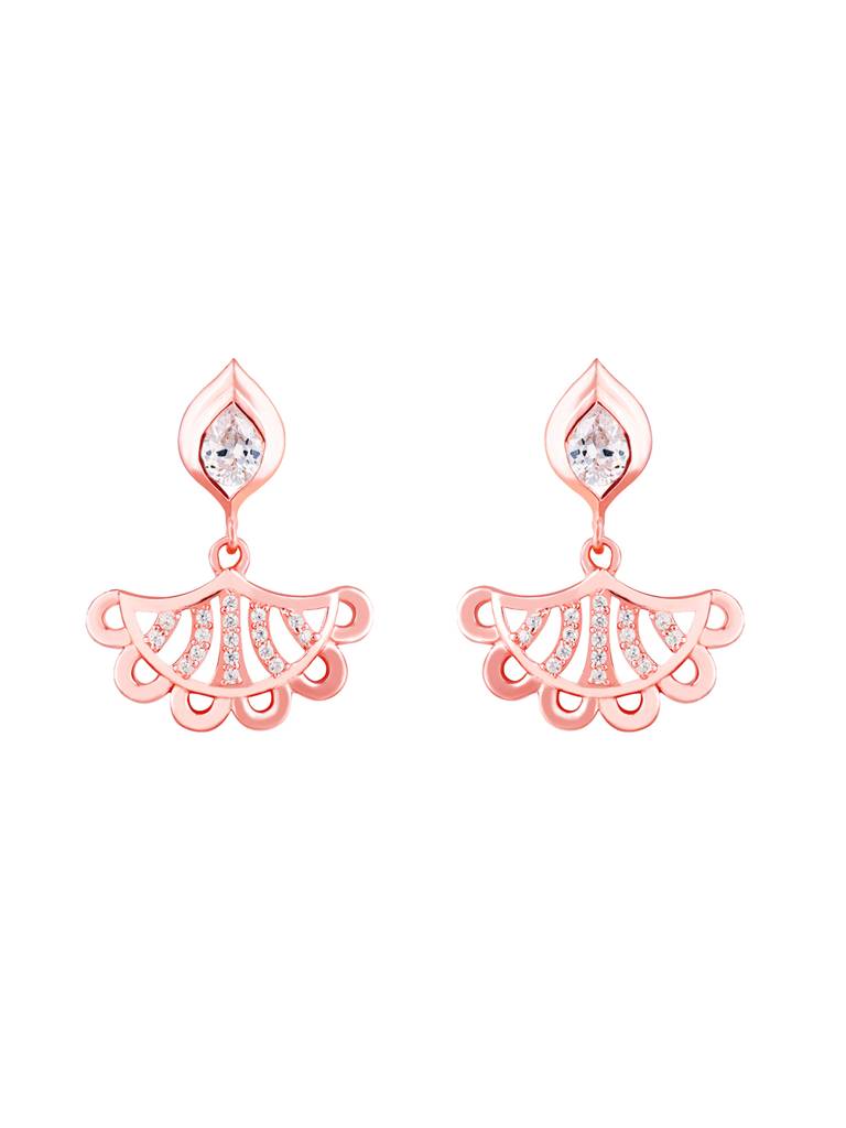 GIVA 925 Sterling Silver Rose Gold Diya Inspired Earrings