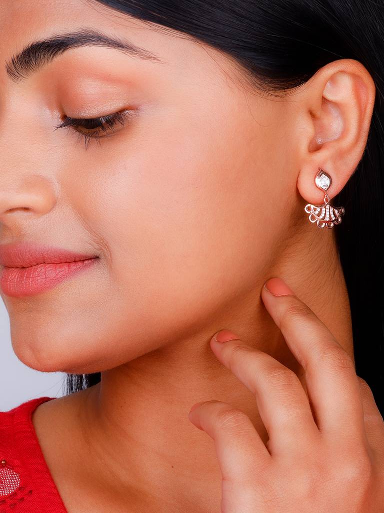 GIVA 925 Sterling Silver Rose Gold Diya Inspired Earrings