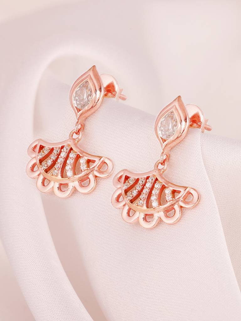 GIVA 925 Sterling Silver Rose Gold Diya Inspired Earrings