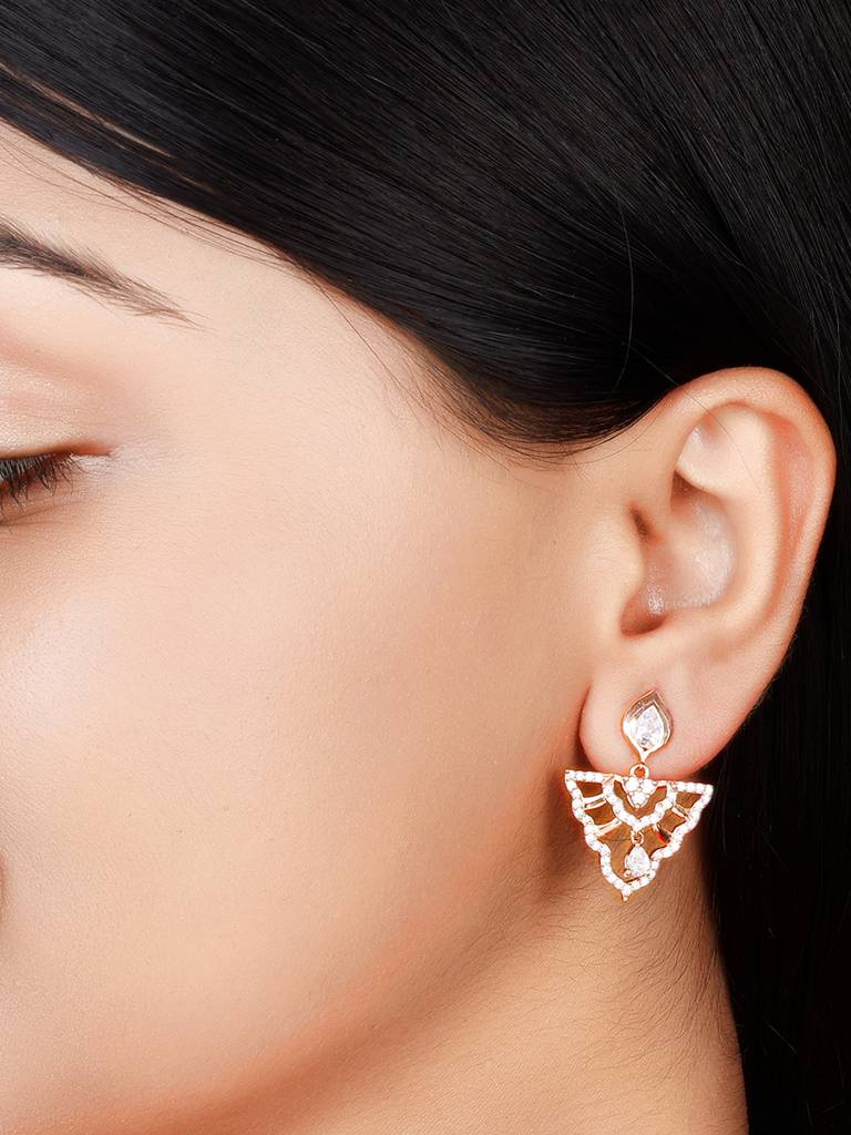 GIVA 925 Sterling Silver Rose Gold Festive Earrings