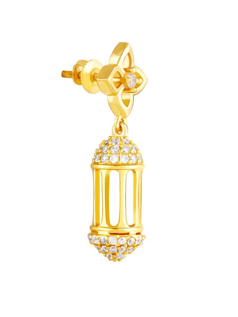 GIVA 925 Sterling Silver Golden Cylindrical Lantern Earrings