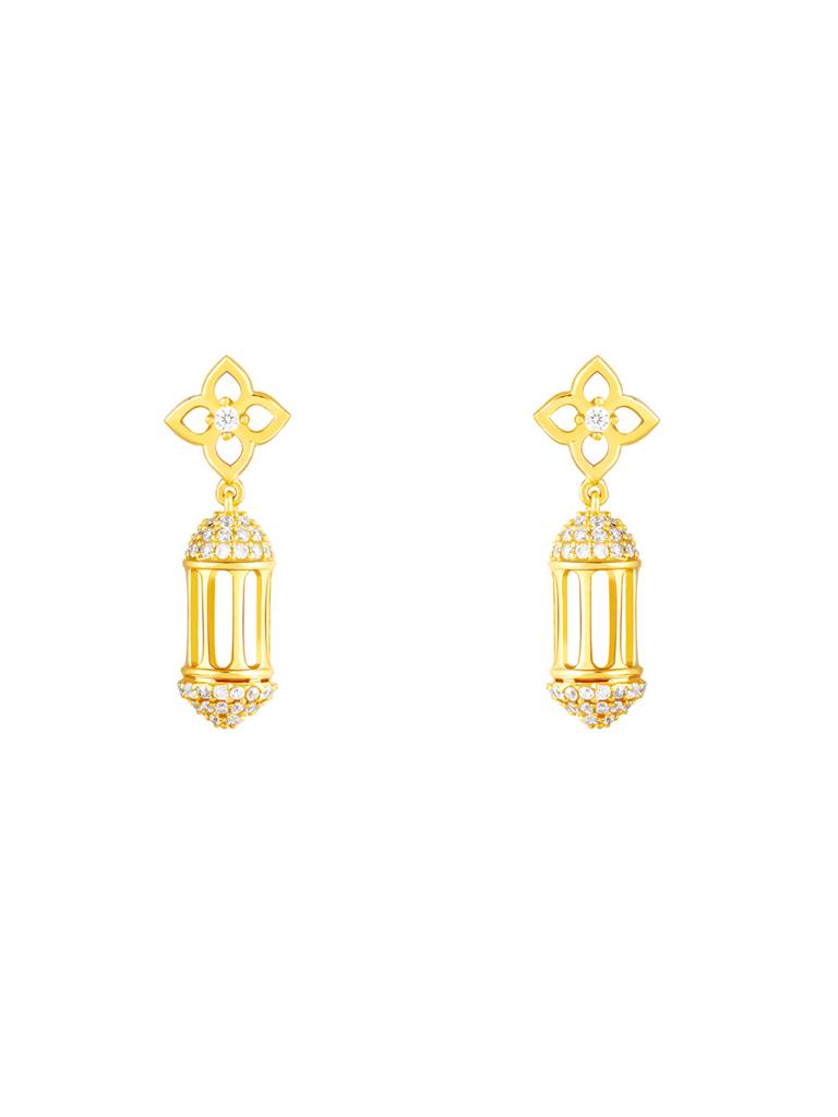 GIVA 925 Sterling Silver Golden Cylindrical Lantern Earrings