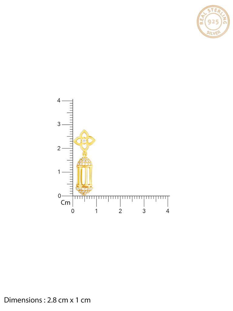 GIVA 925 Sterling Silver Golden Cylindrical Lantern Earrings