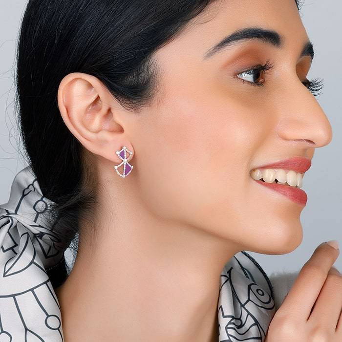 Silver Art Deco Stud Earrings : ER01526