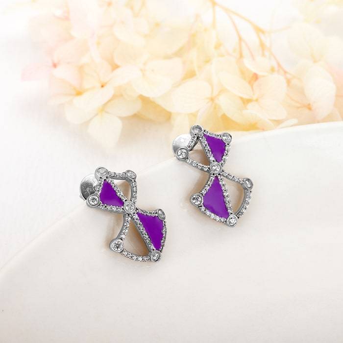 Silver Art Deco Stud Earrings : ER01526