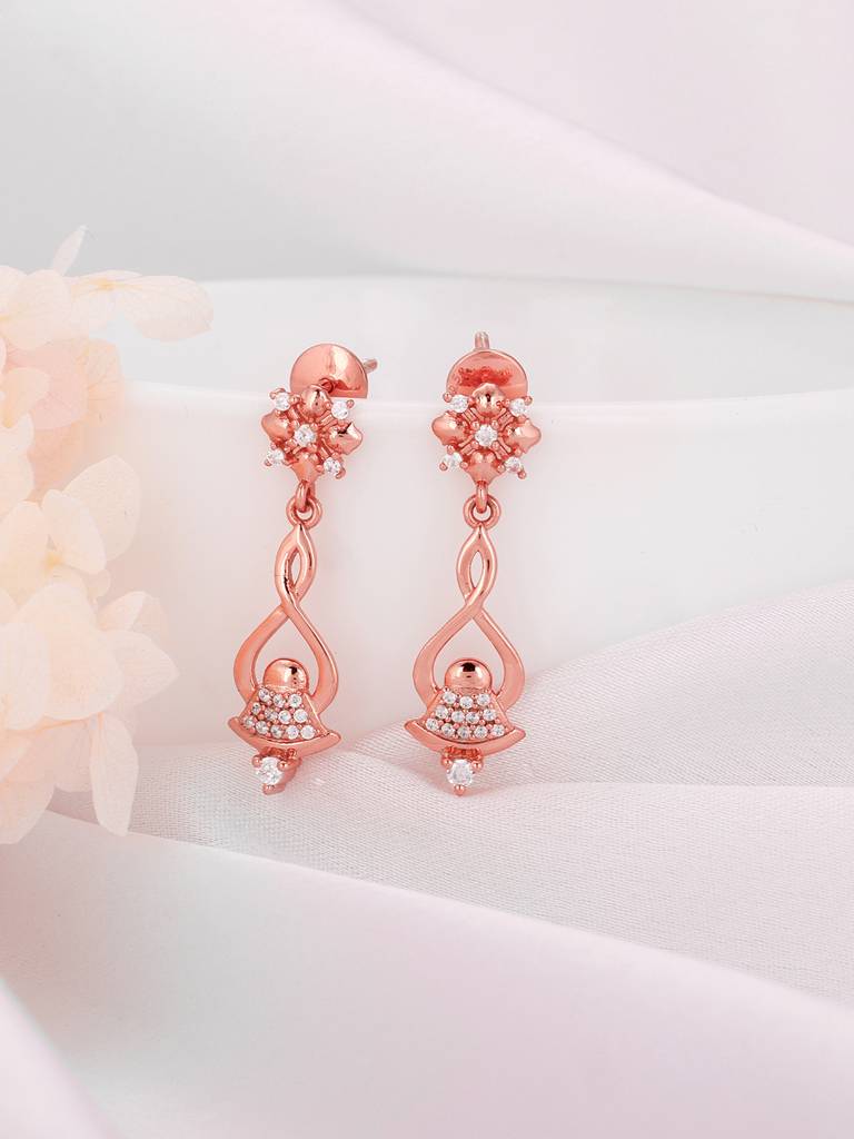 GIVA 925 Sterling Silver Rose Gold Floral Bell Earrings