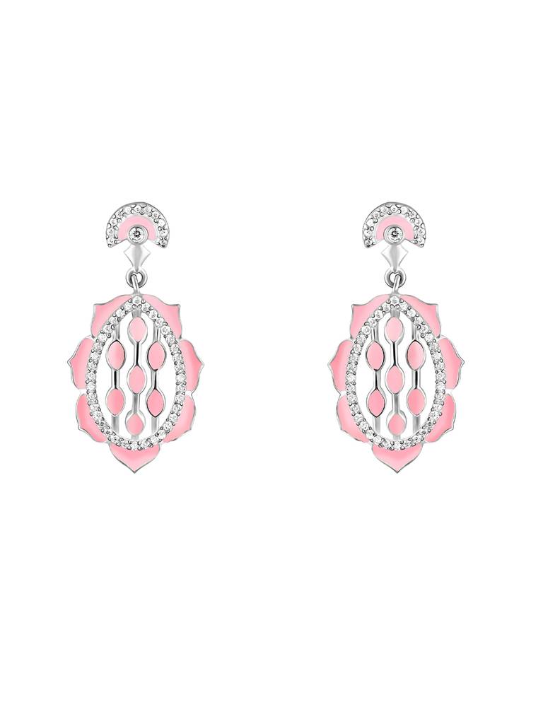 GIVA 925 Sterling Silver Pink Lotus Bloom Earrings
