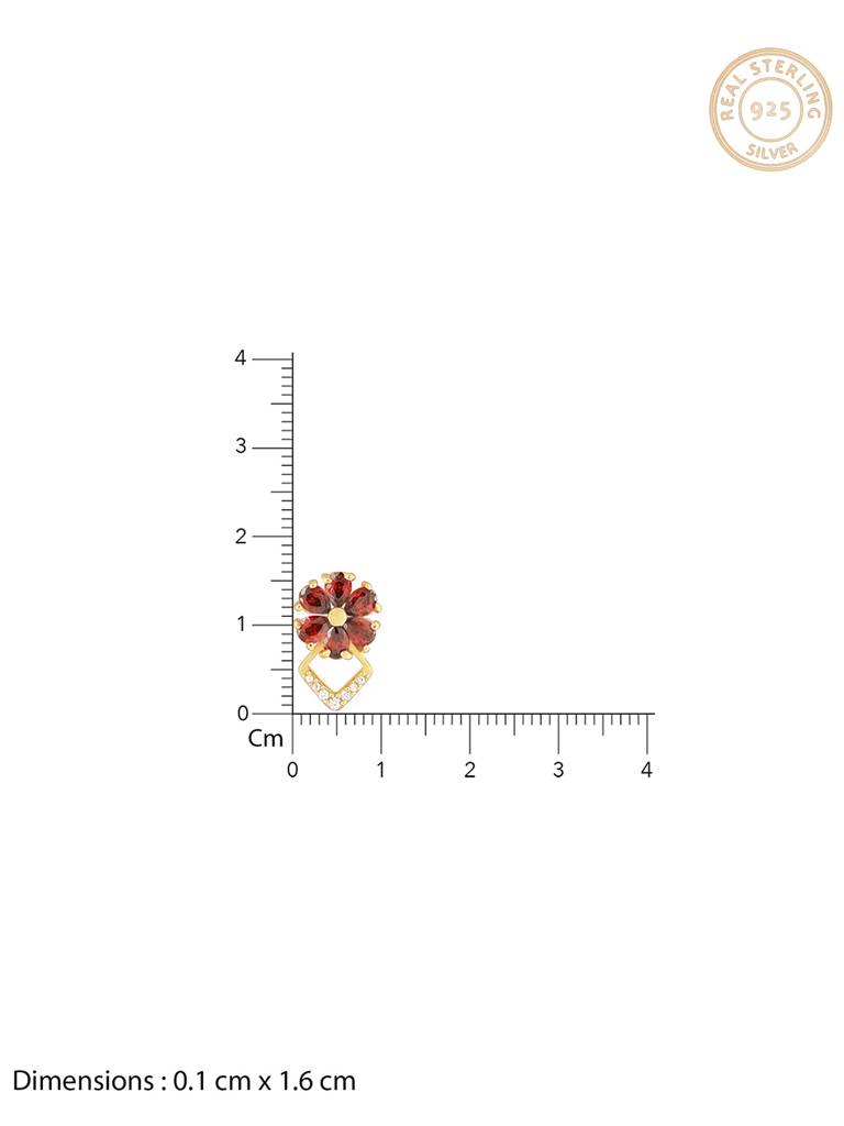 GIVA 925 Sterling Silver Golden Red Floral Trap Stud Earrings