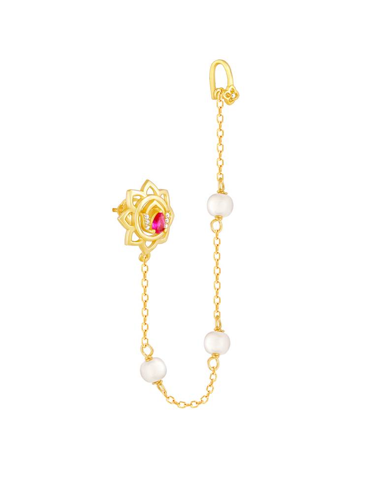 GIVA 925 Sterling Silver Golden Lotus Pearl Earrings