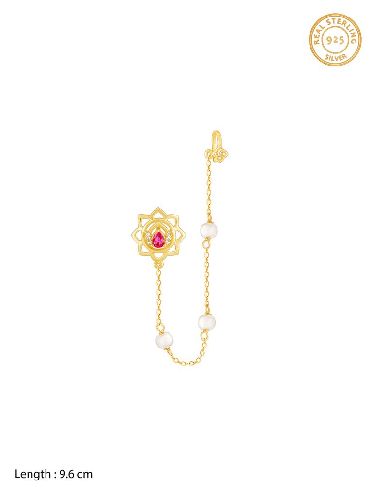 GIVA 925 Sterling Silver Golden Lotus Pearl Earrings