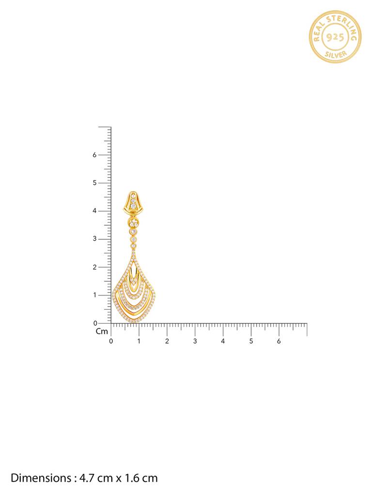 GIVA 925 Sterling Silver Golden Zircon Studded Chime Earrings