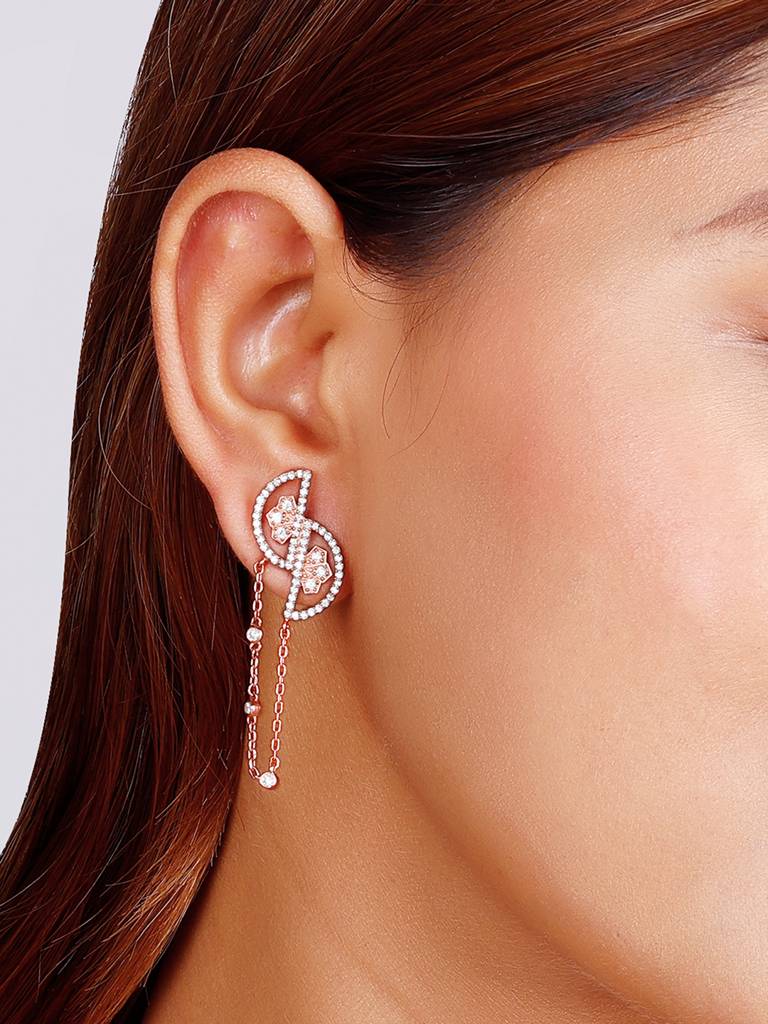 GIVA 925 Sterling Silver Rose Gold Dreamy Dangling Earrings