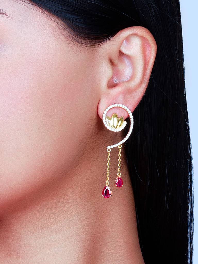 GIVA 925 Sterling Silver Golden Dangling Beauty Earrings
