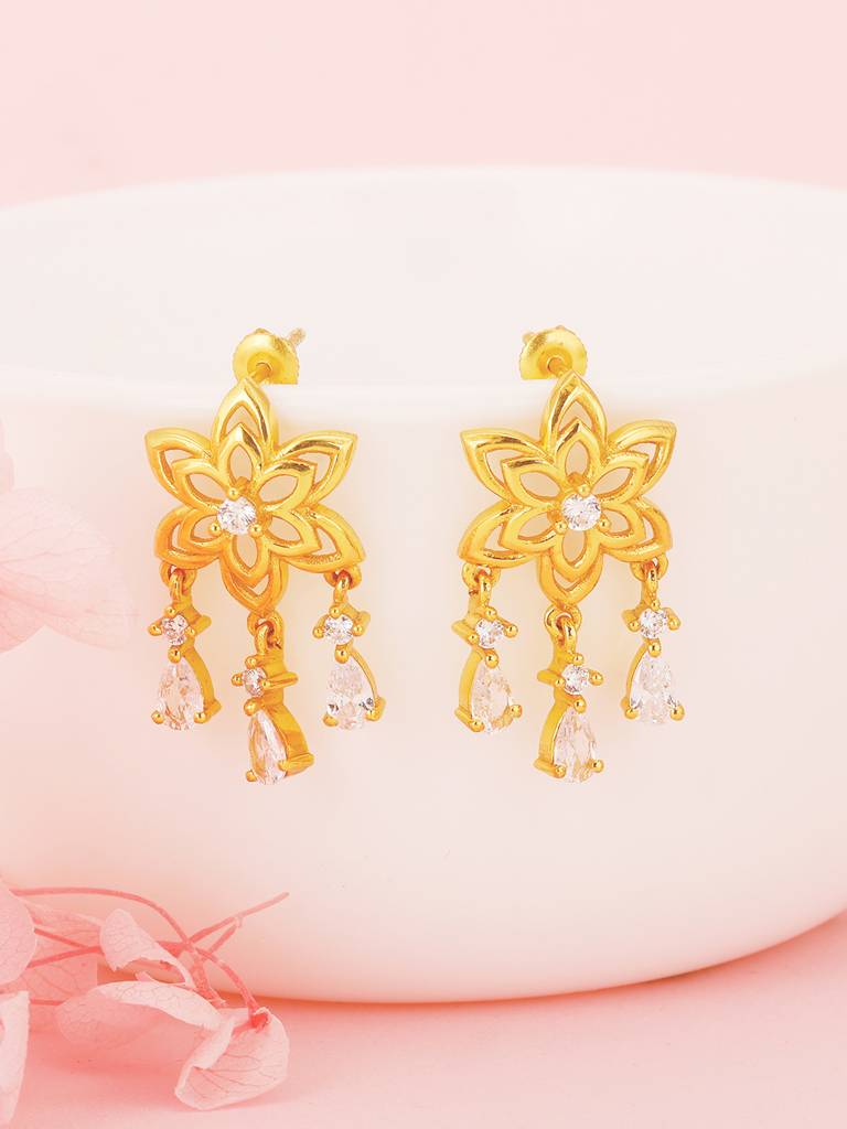 GIVA 925 Sterling Silver Golden Cheer Up Flower Earrings