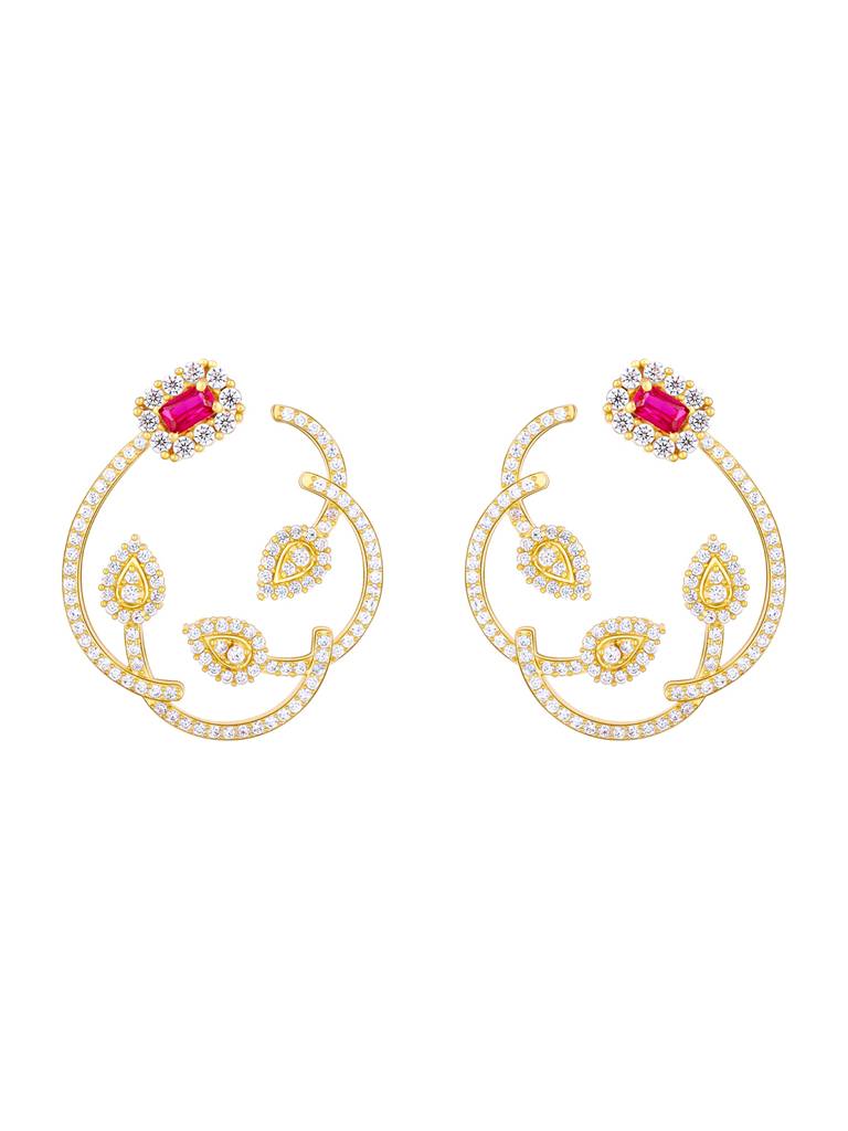 GIVA 925 Sterling Silver Golden Sparkly Floral Earrings