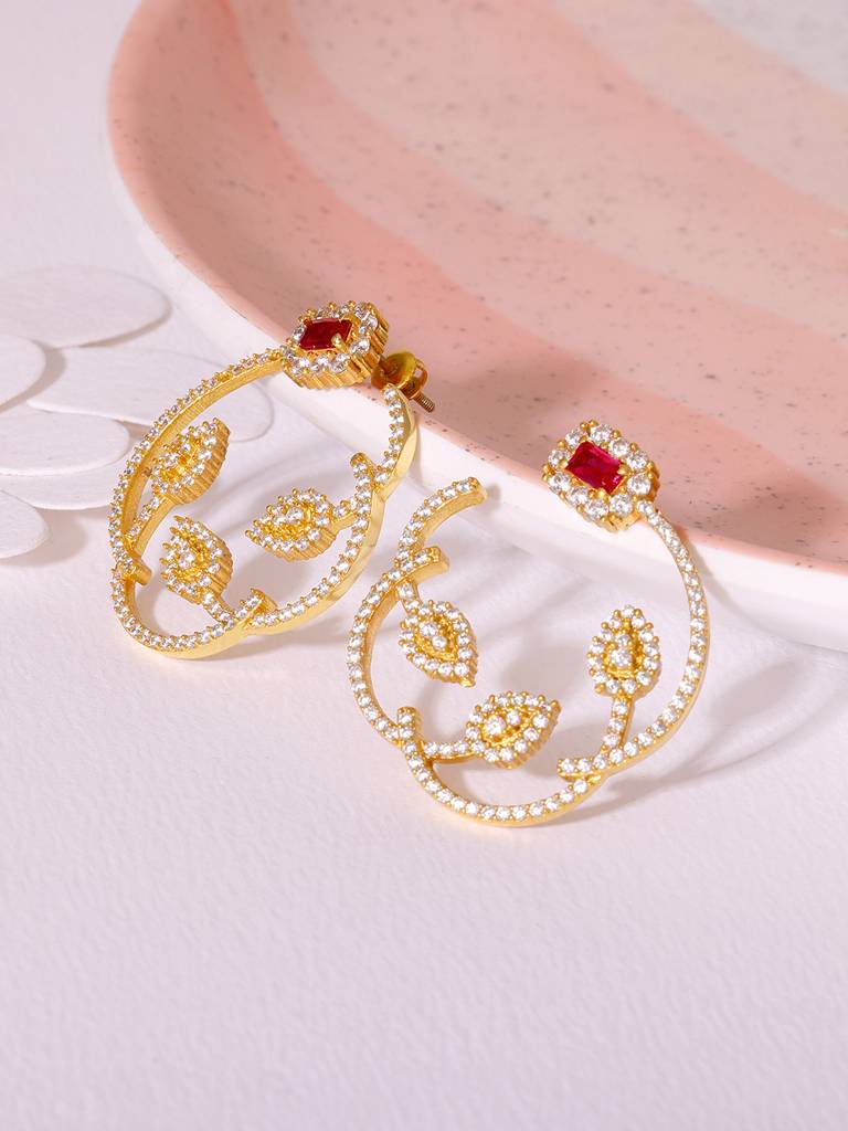GIVA 925 Sterling Silver Golden Sparkly Floral Earrings