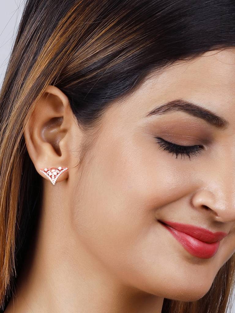 GIVA 925 Sterling Silver Rose Gold Love Story Stud Earrings