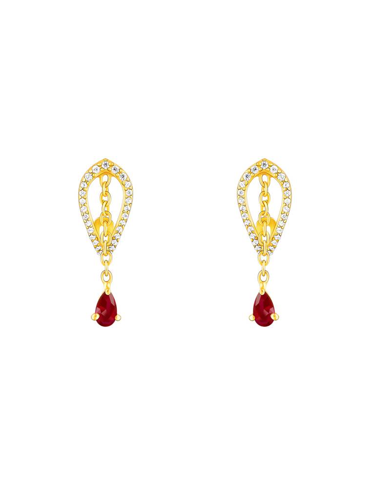 GIVA 925 Sterling Silver Golden Drop Red Dangling Earrings