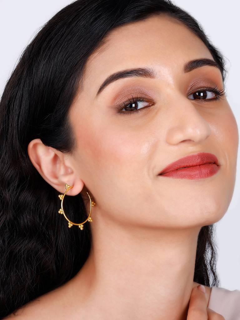GIVA 925 Sterling Silver Golden Traditional Hoop Earrings