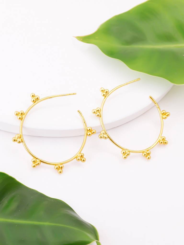 GIVA 925 Sterling Silver Golden Traditional Hoop Earrings