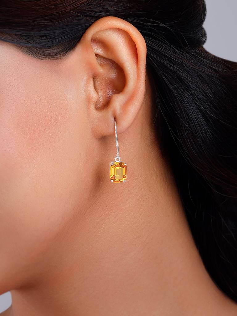 Silver Amber Drop Earrings : ER01591