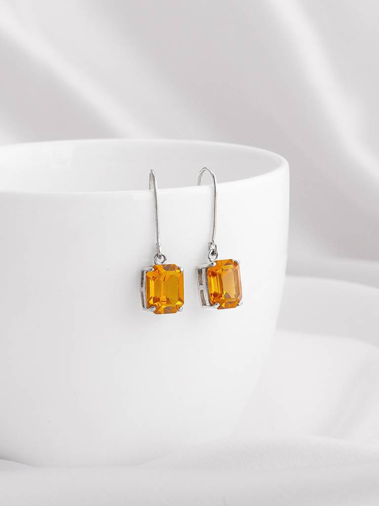 Silver Amber Drop Earrings : ER01591