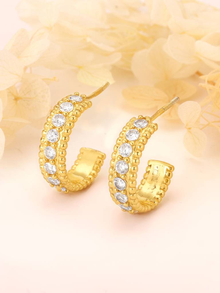 Giva 925 Silver Golden Crescent Hoop Earrings : ER01593