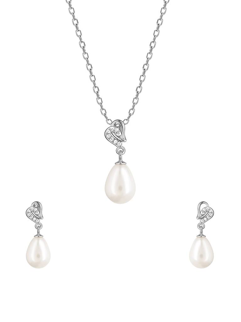 GIVA 925 Sterling Silver Elegant Pearl Drop Set