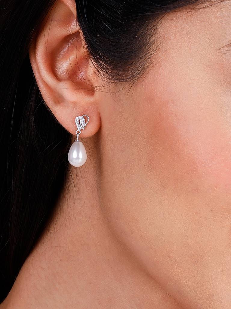 GIVA 925 Sterling Silver Elegant Pearl Drop Earrings