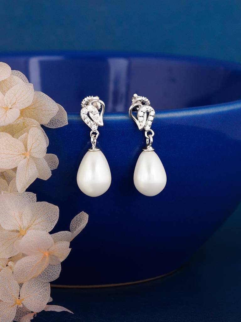 GIVA 925 Sterling Silver Elegant Pearl Drop Earrings