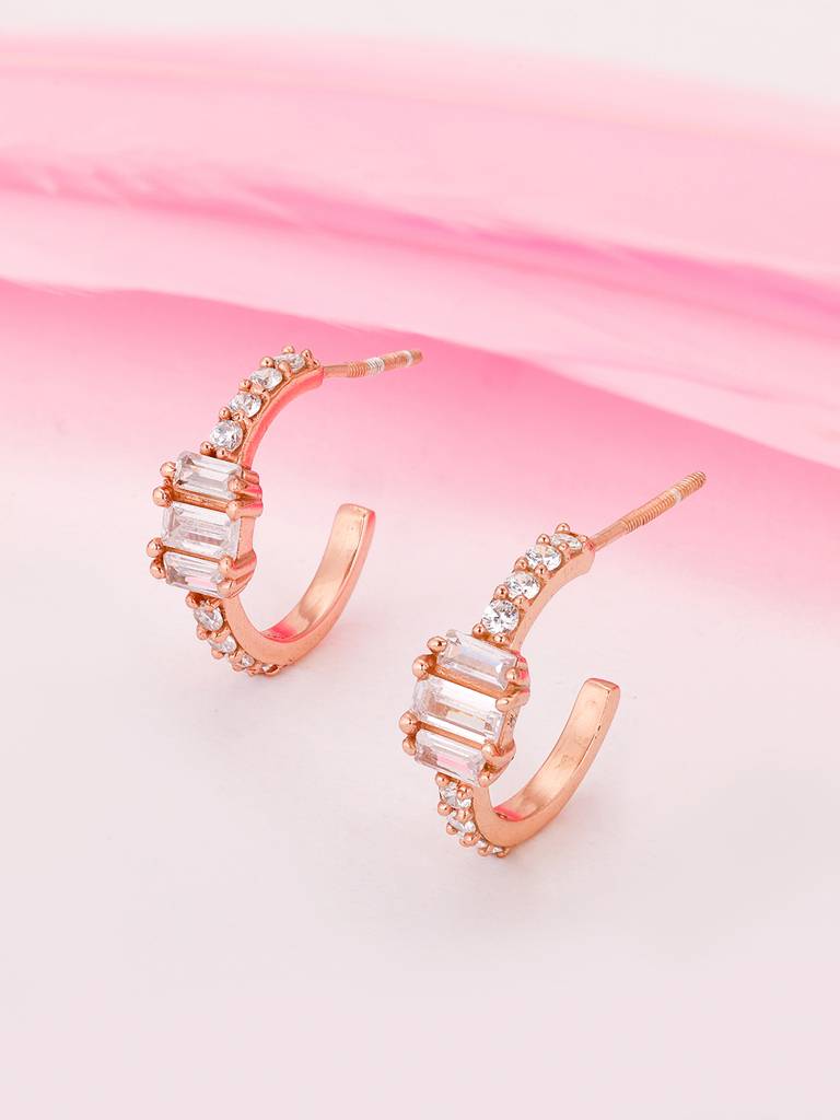 GIVA 925 Sterling Silver Rose Gold Be My Queen Earrings