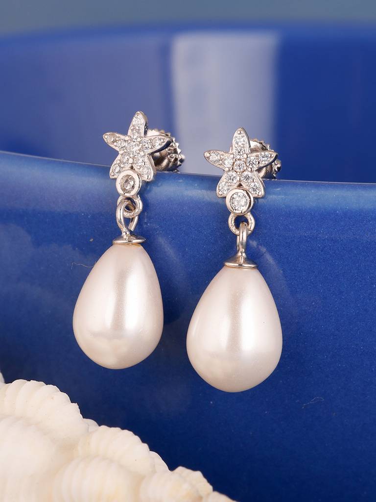 GIVA 925 Sterling Silver Starry Pearl Earrings