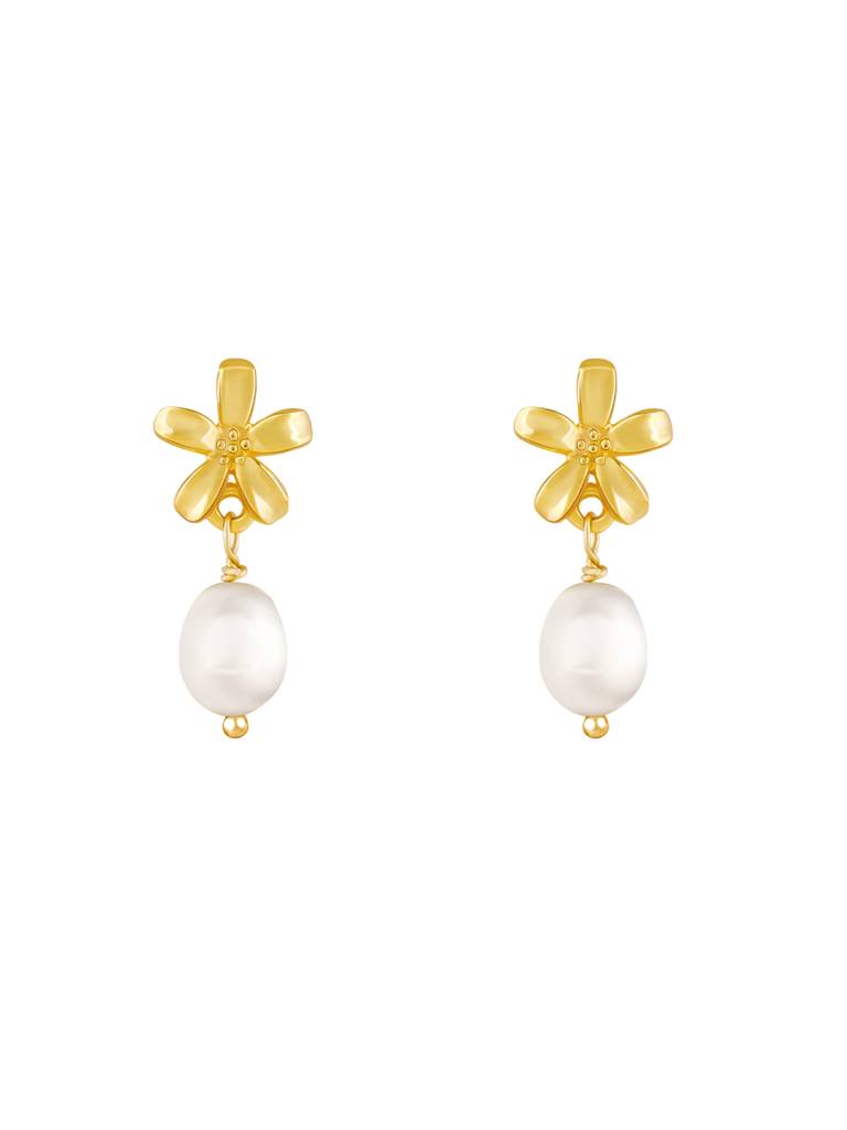 GIVA 925 Sterling Silver Golden Pearl Like Flowers Earrings