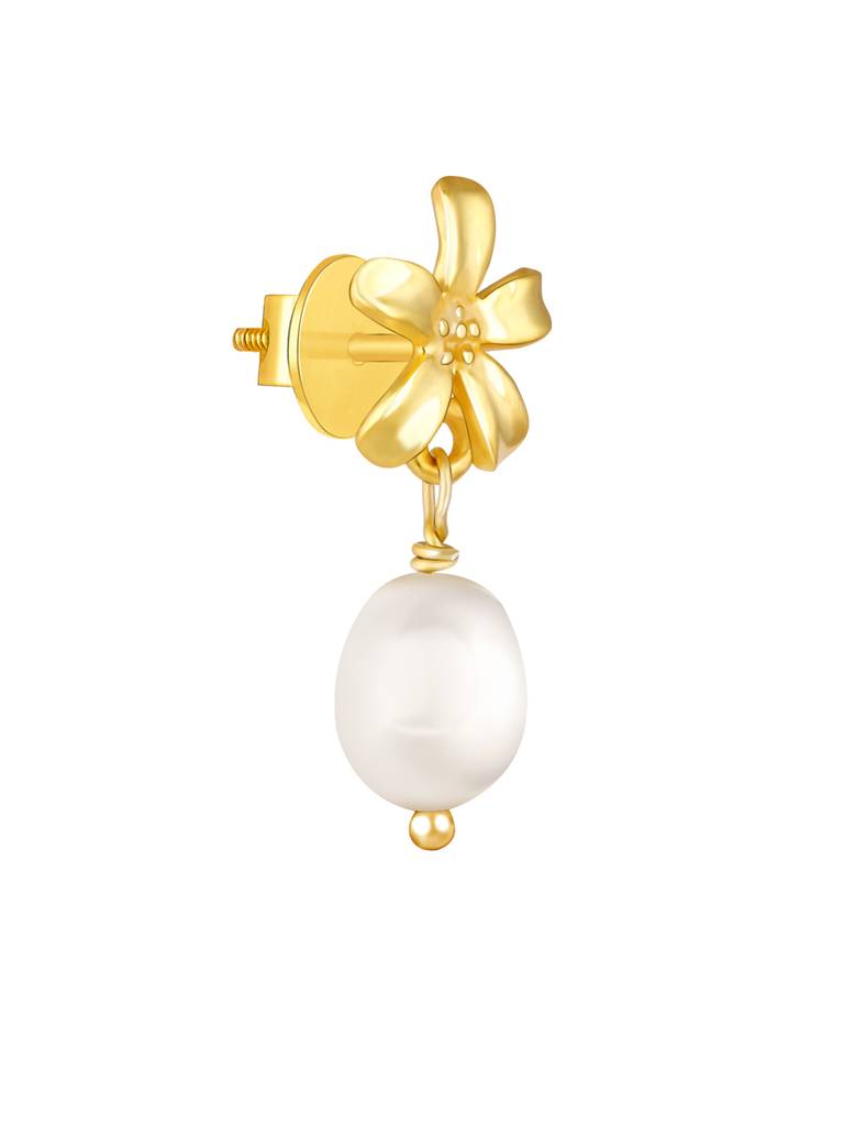 GIVA 925 Sterling Silver Golden Pearl Like Flowers Earrings