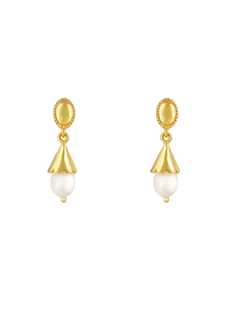 GIVA 925 Sterling Silver Golden Girl with a Pearl Earrings