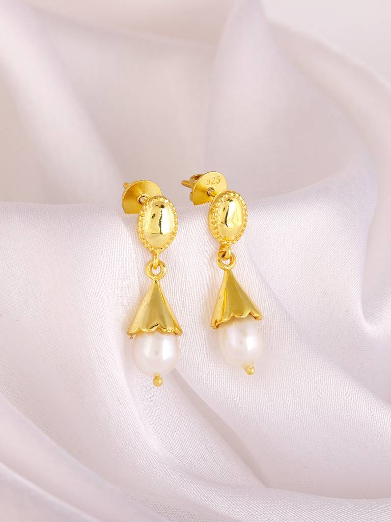 GIVA 925 Sterling Silver Golden Girl with a Pearl Earrings