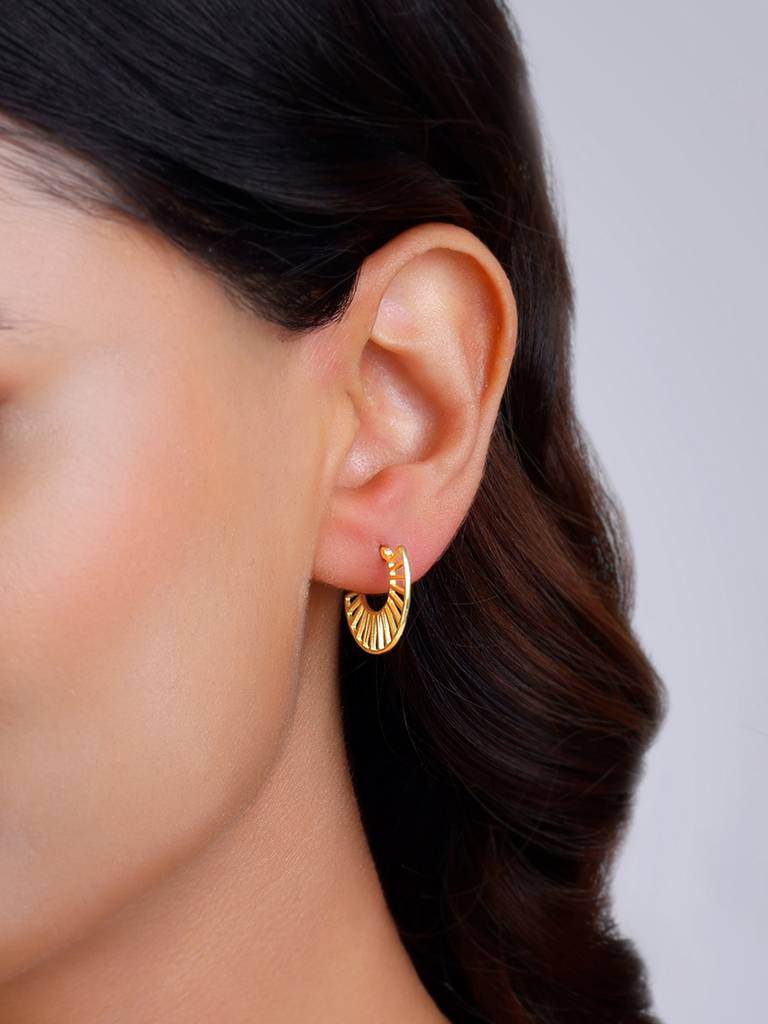 Silver Golden Tracks Hoop Earrings : ER01649