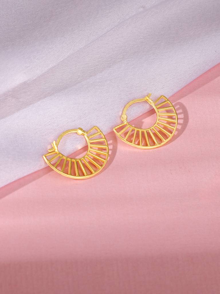 Silver Golden Tracks Hoop Earrings : ER01649