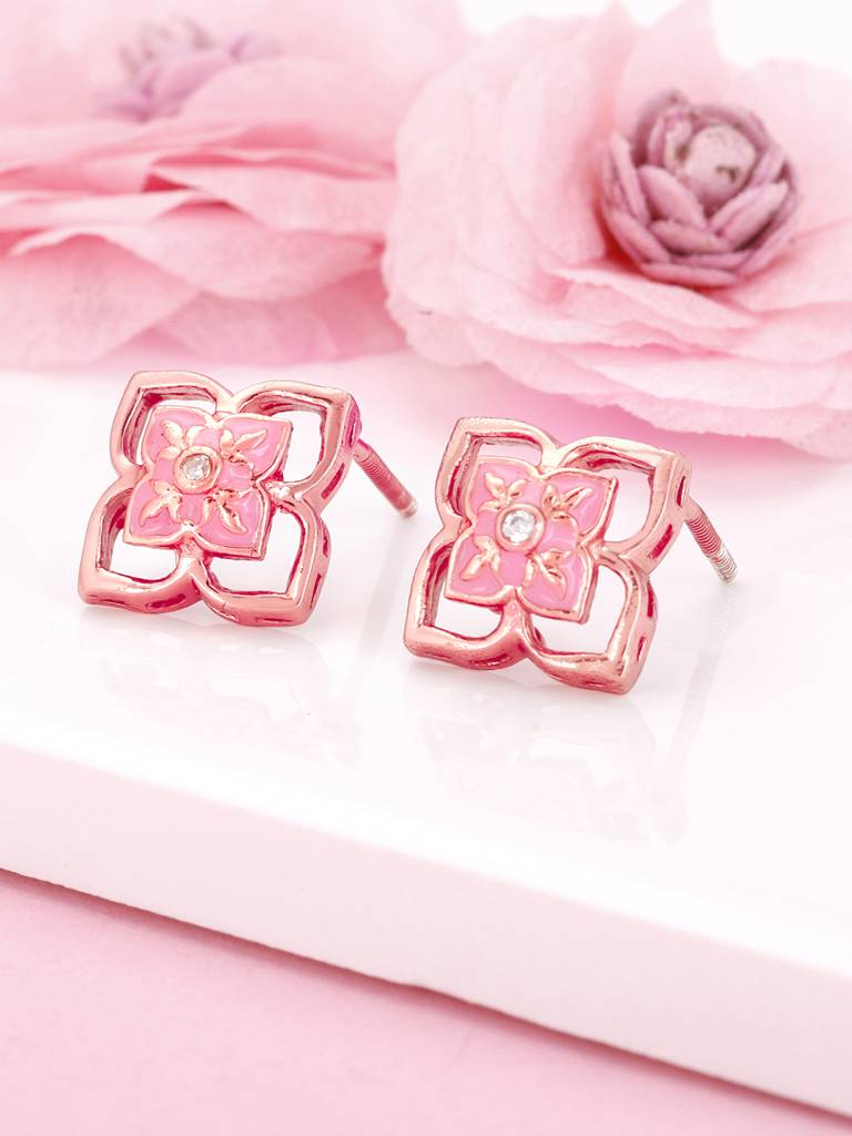 GIVA 925 Sterling Silver Rose Gold Mosaic of Taj Earrings