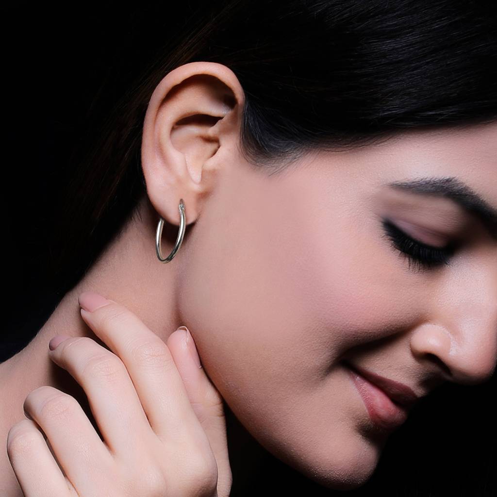 Silver Sturdy Hoop Earrings : ER0167
