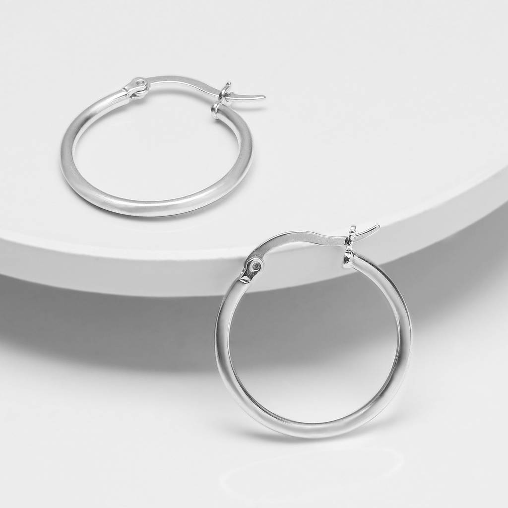 Silver Sturdy Hoop Earrings : ER0167