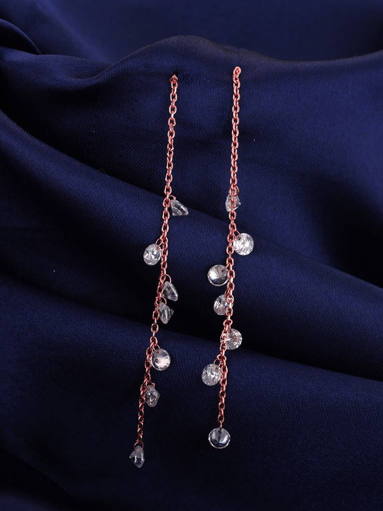 GIVA 925 Sterling Silver Rose Gold Dangling Chain Earrings