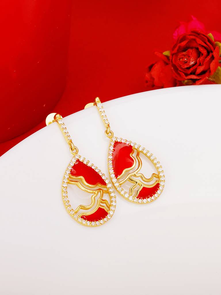 GIVA 925 Sterling Silver Golden Royal Heritage Earrings