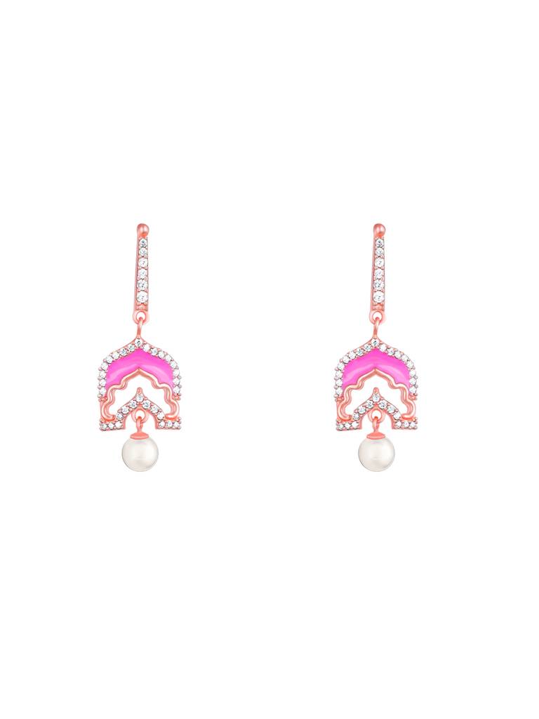GIVA 925 Sterling Silver Rose Gold Hawa Mahal Earrings