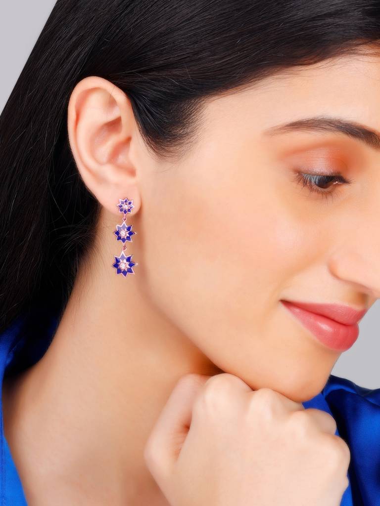 GIVA 925 Sterling Silver Rose Gold Mughal Architecture Earrings
